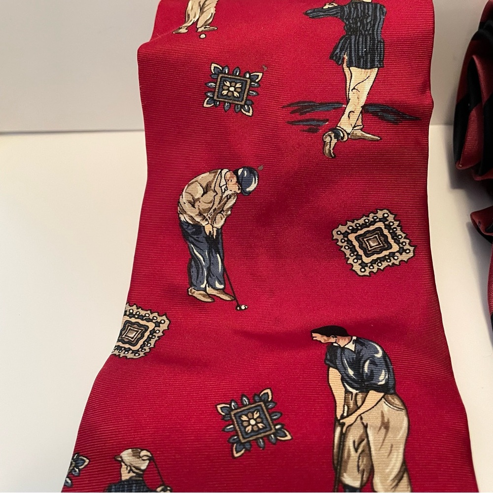 Lot Of 2 Golf Themed Ties Mercedes Wembley Silk - Picture 2 of 7